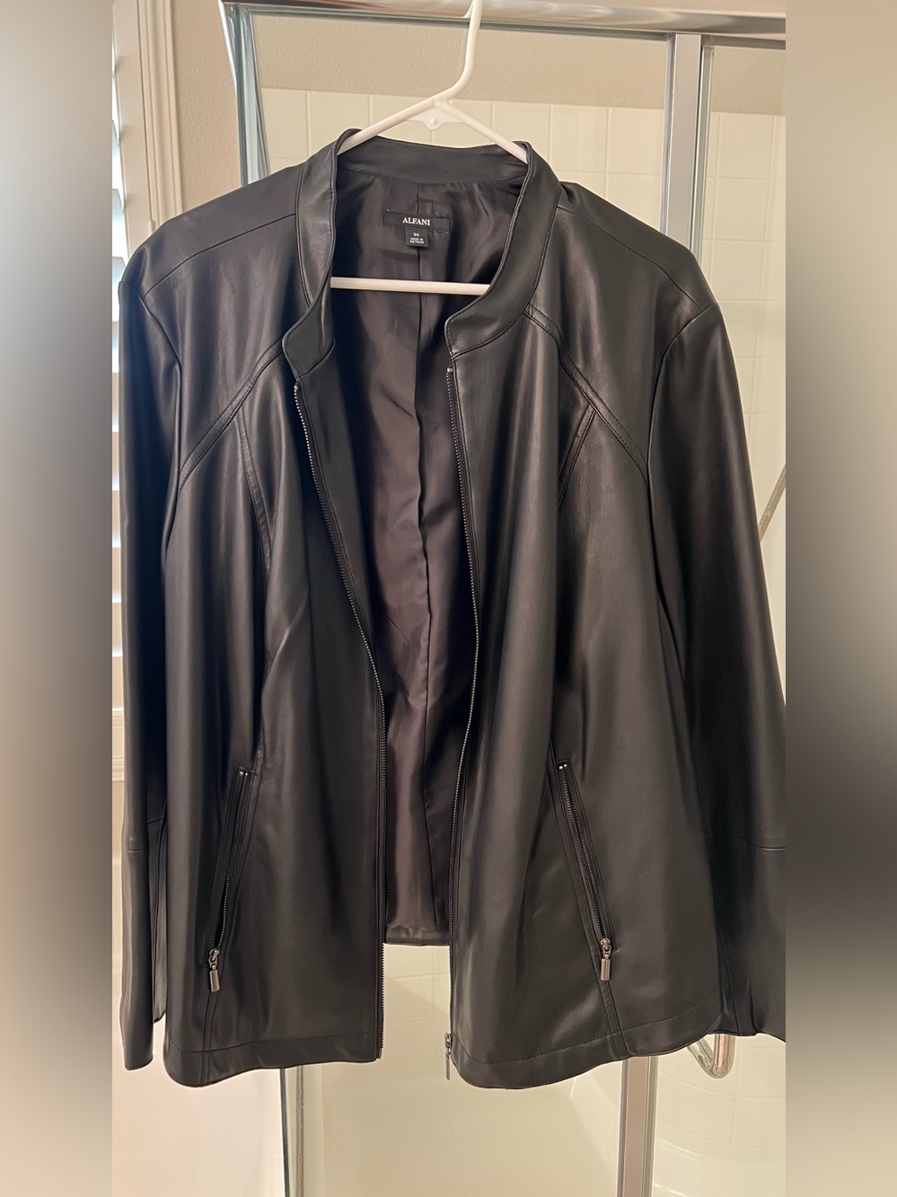 NWOT - Alfani Black Faux Leather Jacket Size 3X